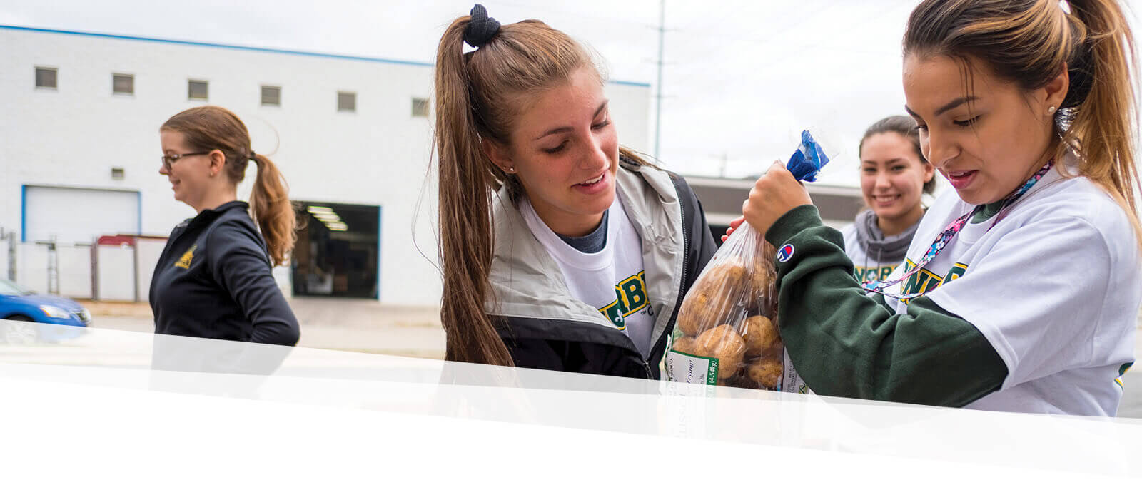 Students volunteer at a local food bank