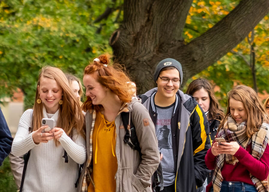 Students walking and talking among themselves