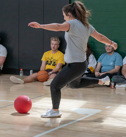 Woman playing indoor soccer