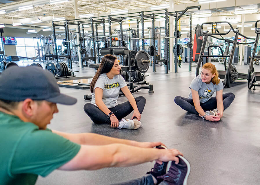 Students at the fitness center